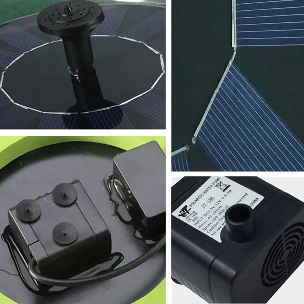 Crystal Silicon Board 130mm Fountain Water Pump Solar Durable Portable Energy Saving Pool Fish Tank Lotus Leaf 12w |