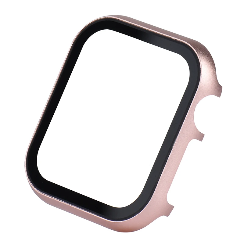 Чехол из закаленной пленки для Apple Watch Series 4, 3, 2, 1, ремешок, чехол 42 мм, 38 м, 40 мм, 44 мм, тонкий алюминиевый чехол, защита для iWatch 4 - Цвет: Розовое золото