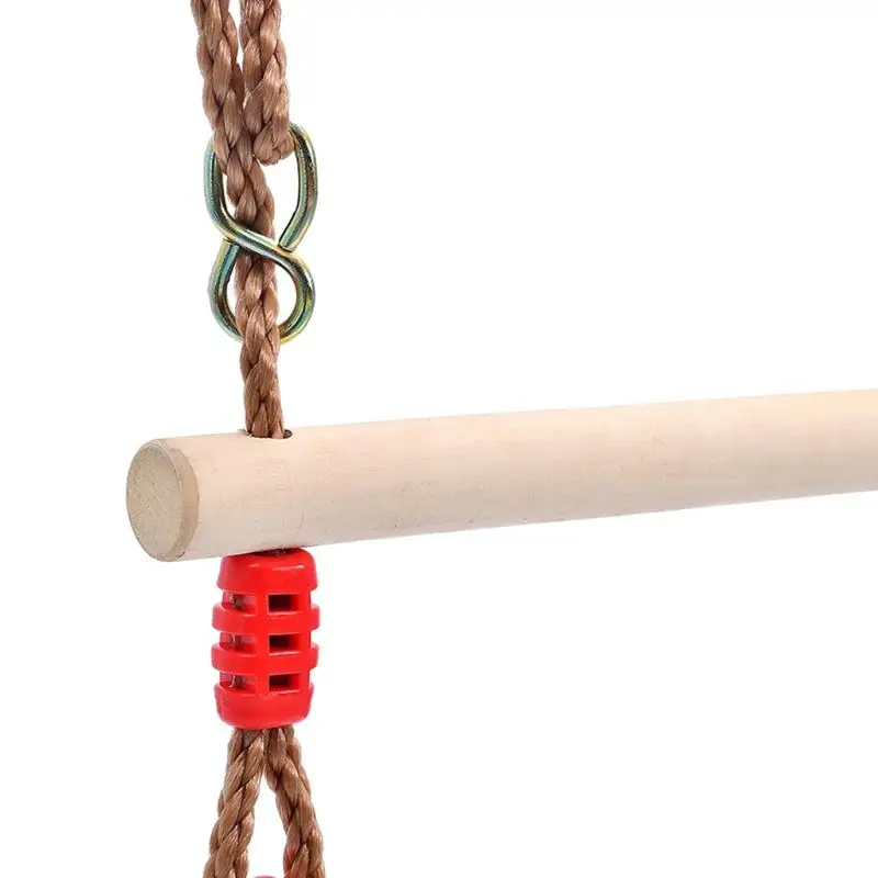 

Kids Adult Indoor Outdoor Wooden Trapeze Swing Bar with Plastic Rings for Sport X4YD