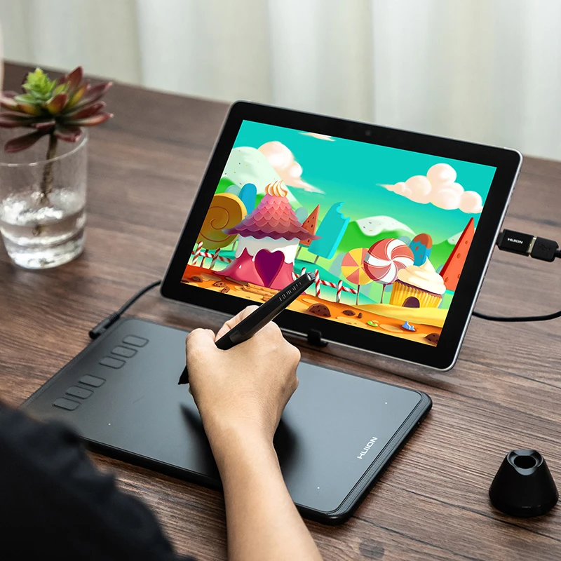 HUION Inspiroy H640P без аккумулятора цифровые планшеты для рисования графический планшет с 8192 уровнями давления стилус с OTG подарок