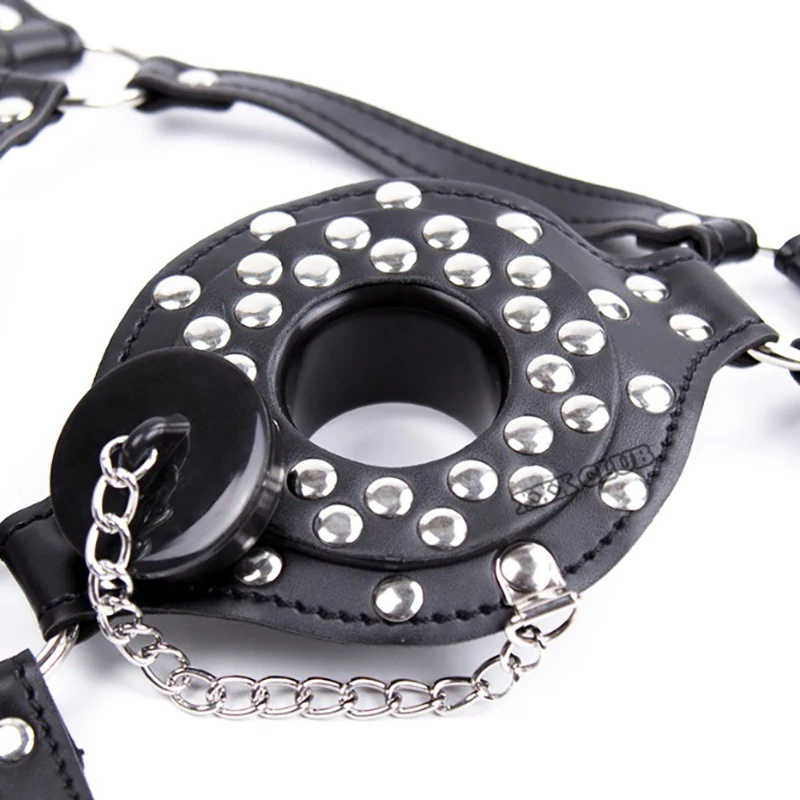 Тиерри затыкает ваше отверстие открытый рот кляп кожаный головной убор SM бондаж