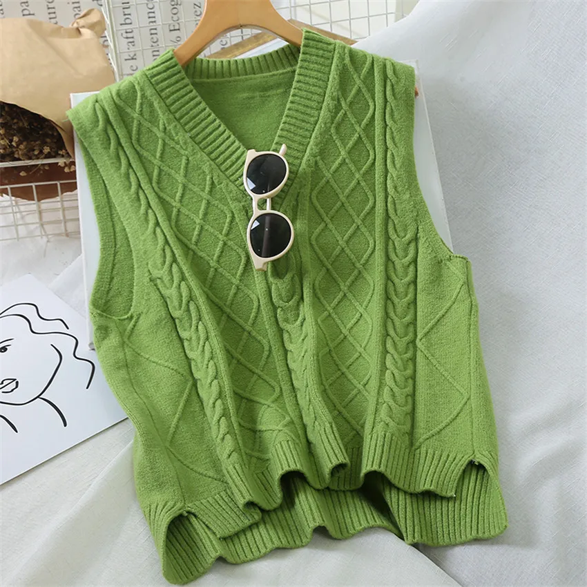 10 Colors 2020 Autumn Winter Knitted Vest Women Casual Sweater Coat Preppy Syle Sleeveless Waistcoat Outwear Chalecos Para Mujer | Женская