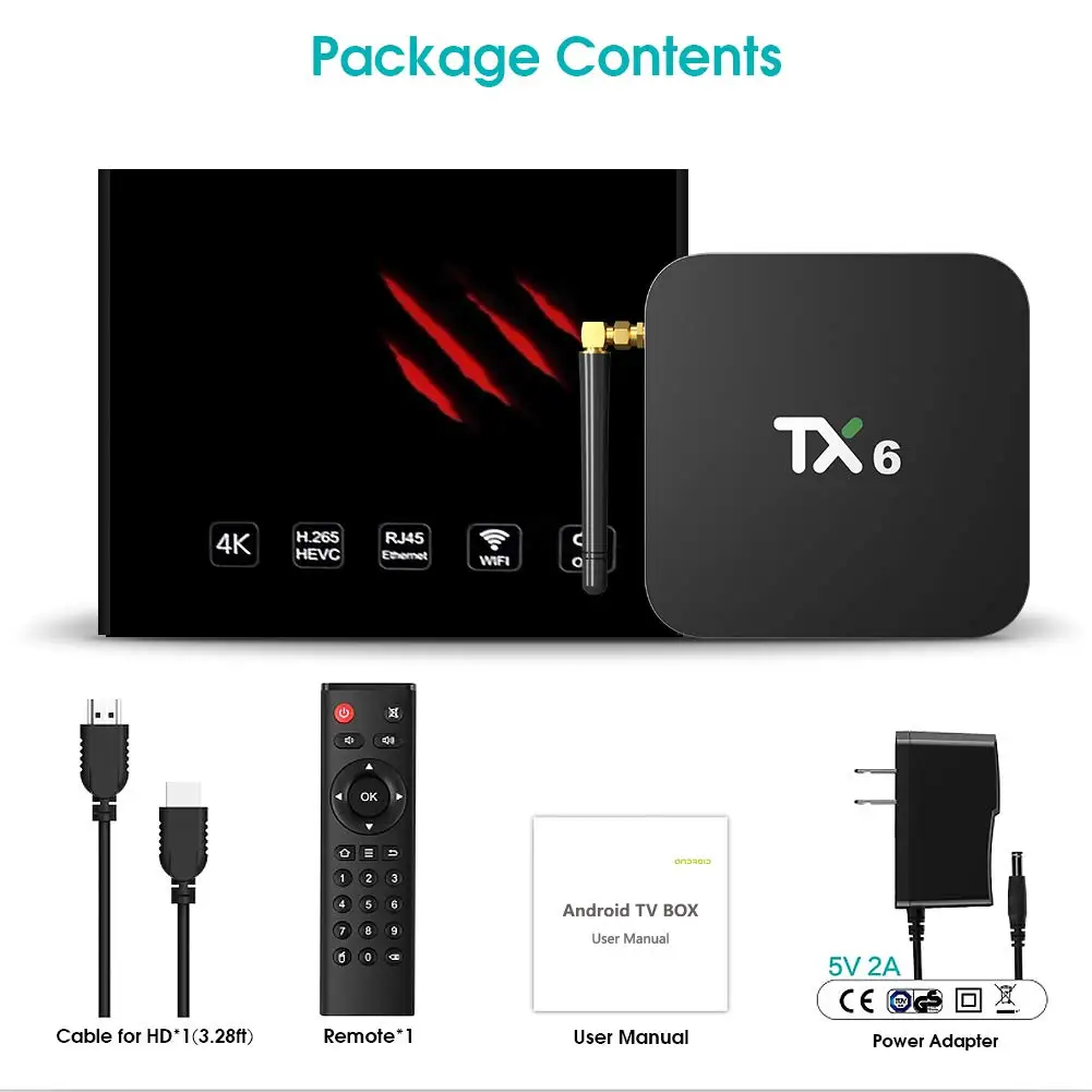 Смарт ТВ коробка Allwinner H6 4 ядра Android 9 0 2 г 16г 32г 64Г USB3.0 4g/Wi Fi 5 ГГц двухъядерный