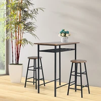 3 pieces industrial design bar table 2 stools set stable heavy duty steel frame frame space saving home bar furniture set