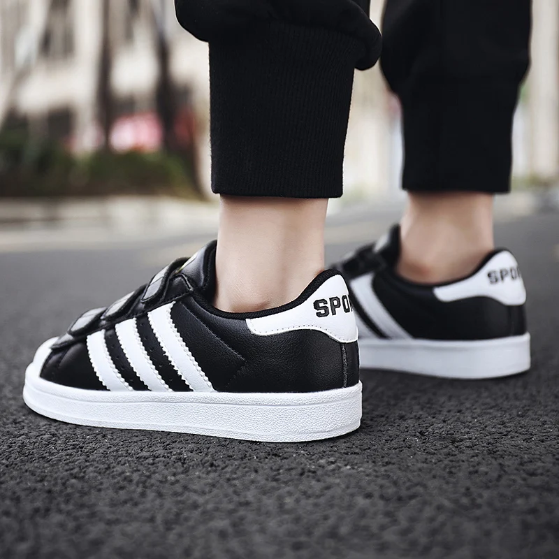 

Boys shoes 2021 new fashion brand shoes three bars low state board shoes shell toe small white shoes children's sports shoes