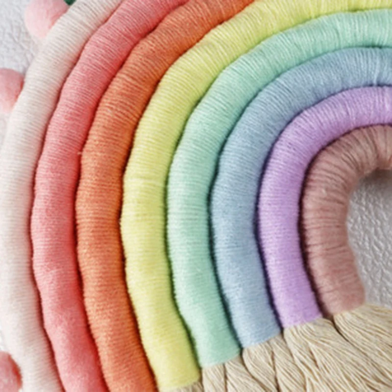 Tapiz de arco&iacute;ris tejido de 8 l&iacute;neas para colgar en la pared, colgante de Color para sala de estar, dormitorio, decoraci&oacute;n para el hogar-1