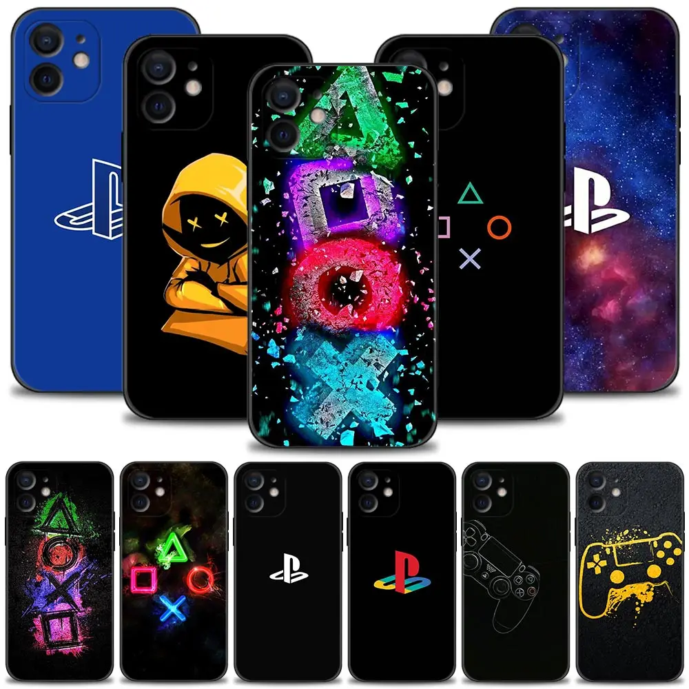 

console psPhone Case For iPhone 14 13 12 11 Pro Max XS Max XR X 7 8 Plus 12 Mini 6S Black Silicone Cover
