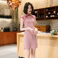 2021 new cheongsam dress retro chinese style summer dress girl traditional art small fresh and elegant lasting appeal skirt