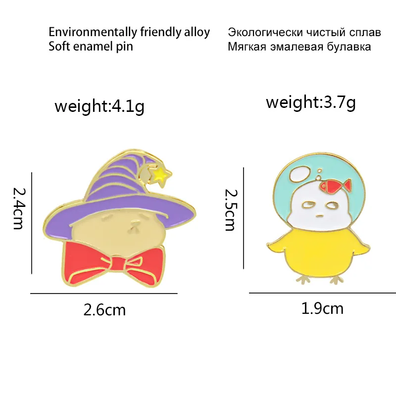 

Magic Hat Bow Goldfish Bowl Lotus Leaf Badge Gifts For Kids Wholesale Cartoon Cute Elf Enamel Brooch Cute Animal Lapel Pin