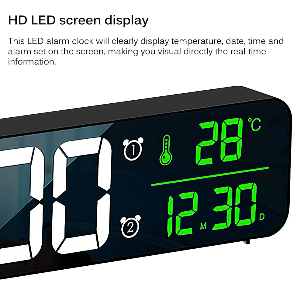 

Music LED Alarm Clock Durable Five Kinds Of Brightness Temperature Display Reloj Despertador Digital With USB Cable