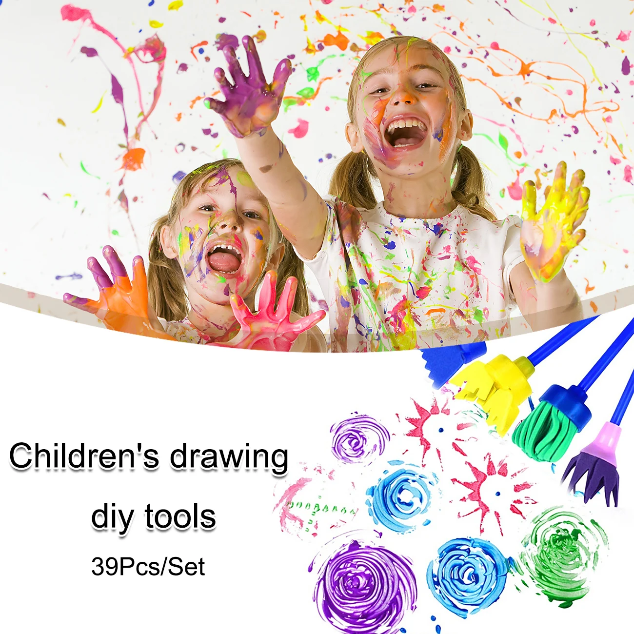 

DIY Children Painting Foam Sponge Brushes Kit Kids Early Art Education Learning Drawing Tool Kit