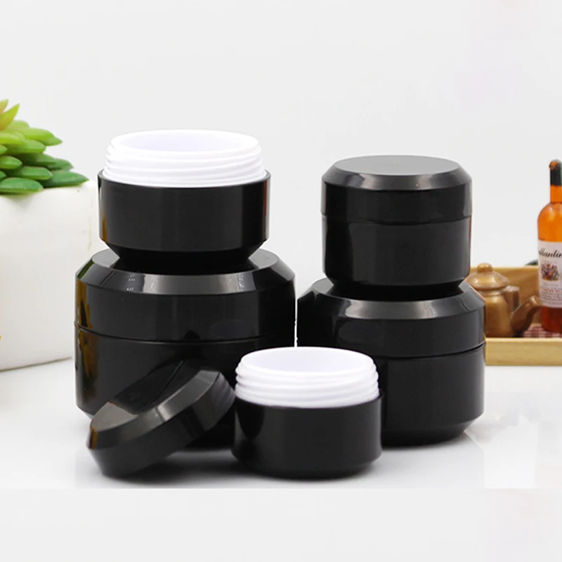 

10pcs Empty Containers Black Double Wall Plastic Jar with Inner Tank Lids Sample Cream Cosmetics Packaging Pots 5g 10g 15g 30g