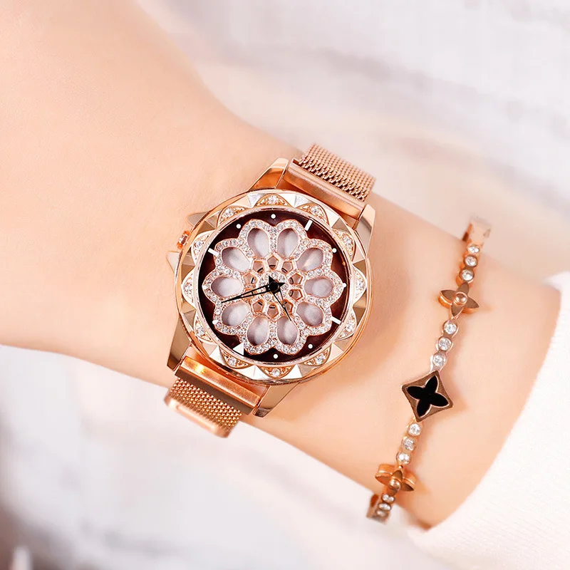 

Women Watch reloj mujer Rose Gold Magnetic Starry Sky Quartz Wrist Watch For Women Clock relojes para mujer zegarek damski
