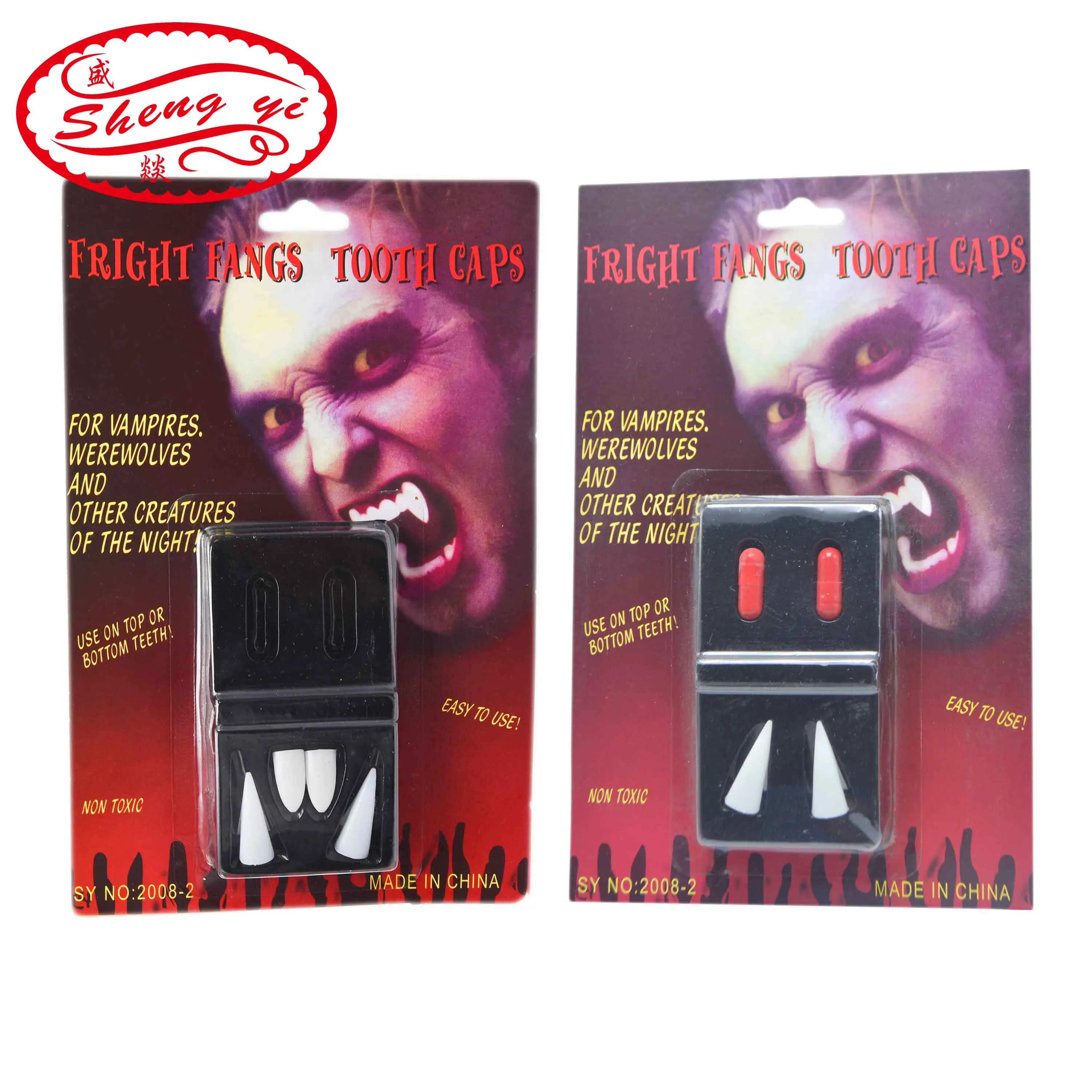 Клыки SHENGYI Fright зубные колпачки декор для зубов на Хэллоуин Зубы вампира тройные