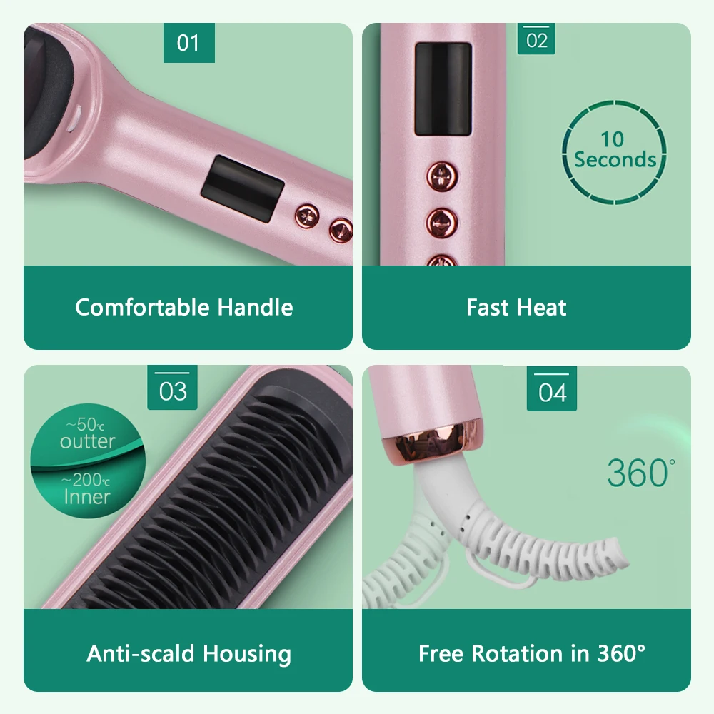 Выпрямитель для волос Расческа сухого и влажного использования Быстрое