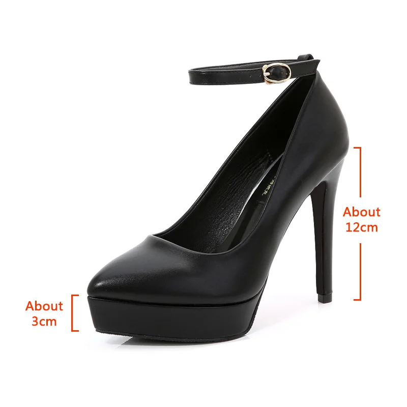 Женские босоножки с ремешком на щиколотке 10 см туфли-лодочки платформе острым