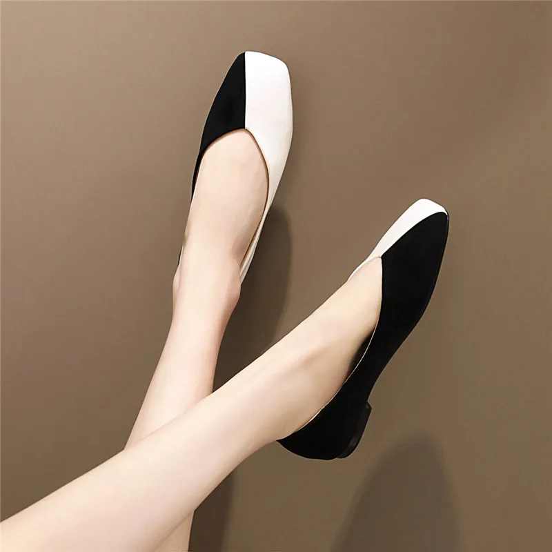 

Smeeroon 2020 plus size 33-46 flat shoes women mixed color square toe spring summer single shoes comfortable casual shoes ladies