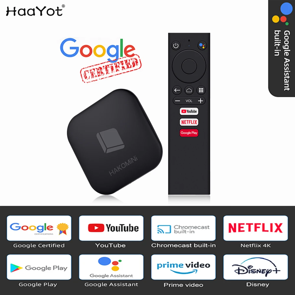 

Hako Mini Google Сертифицированный Android 9,0 Smart 2 ГБ 8 ГБ ТВ-бокс S905Y2 четырехъядерный ТВ-бокс телеприставка 4K Netflix Youtube медиаплеер