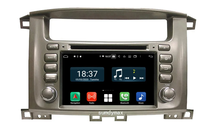 Автомобильный мультимедийный плеер 4 + 128G Android10 для toyota Lander Cruiser 100 LC100 2003-2008 gps navi audio