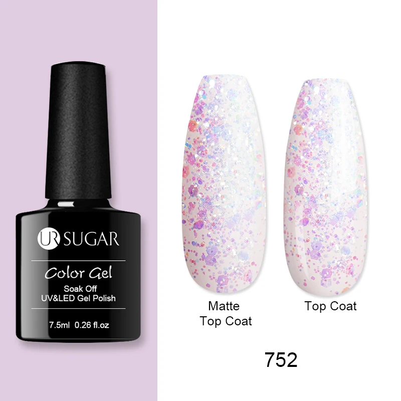 glitter752 Ur Sugar 7,5 мл голографический гель для ногтей с блестками лак лазер розовый фиолетовый жемчуг оболочка Полупостоянный замачиваемый УФ Гель-лак для ногтей лак - Цвет: glitter752