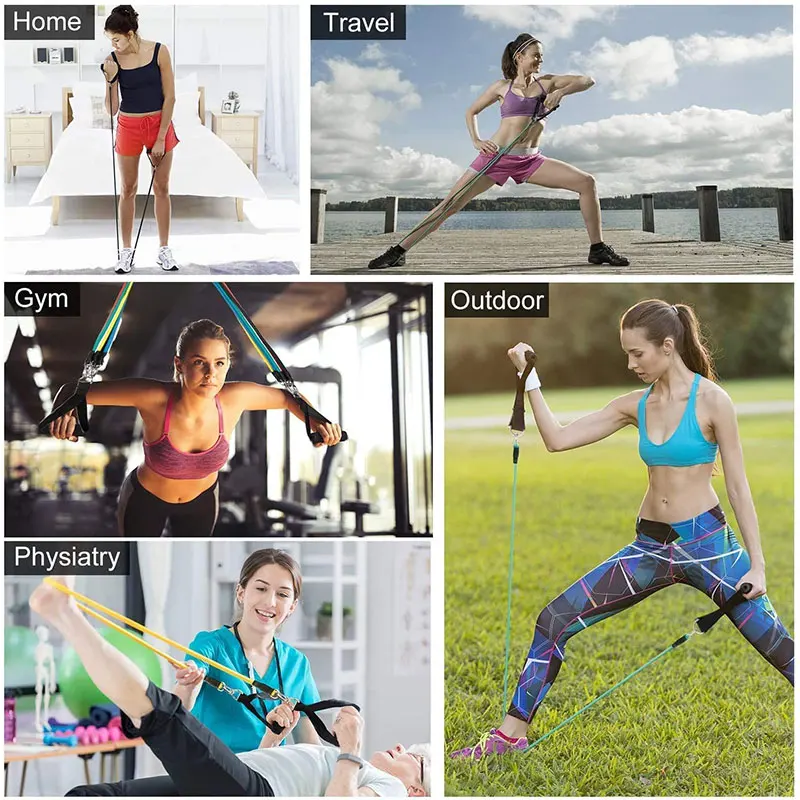 

Resistance Bands 11Pcs/Set Gym Equipment Latex Pulll-Rope Exercise Workouts Home Training Physical Therapy Bands Elastic Fitness