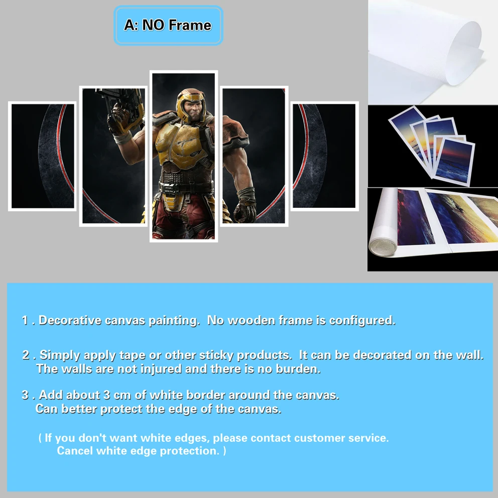 5 Piece Decorative Painting Poster Game Home Mural Quake Champions Animation Art Wall Decor Paintings | Дом и сад