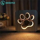 Деревянный 3D светильник в виде собак и кошек, ночник с питанием от USB, светильник ПА s для ребенка, подарок на Рождество и новый год