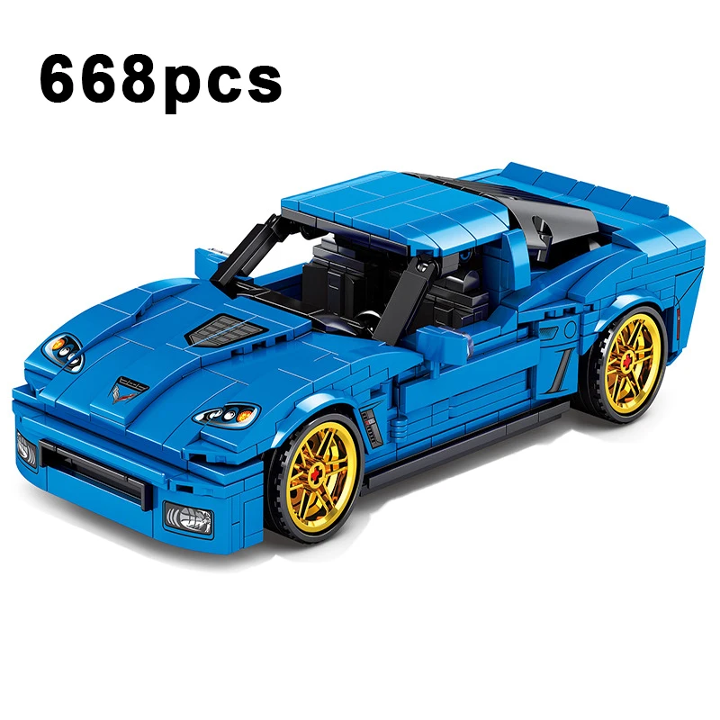 

Модель скоростного мышечного автомобиля, кубики Corvettes Z06, тяговый автомобиль, строительный блок, игрушки для мальчиков, подарки