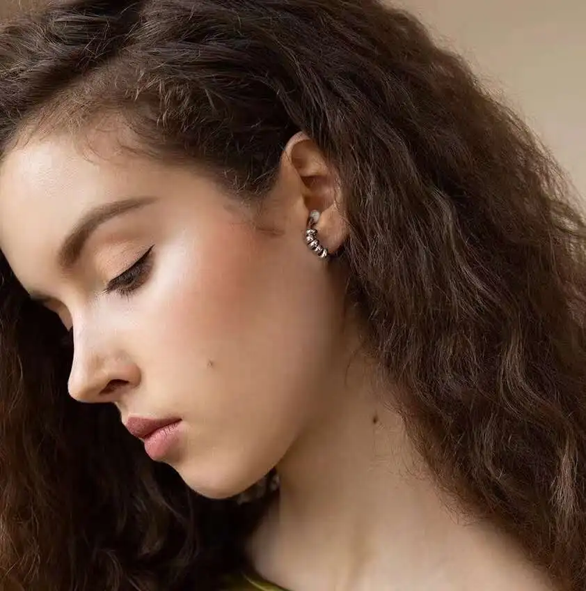 Yhpup 925 Sterling Silver Circle Pearls Ear Cuff Earring for Women Fashion Metal Geometric No Pierced Clip Simple Jewelry | Украшения и