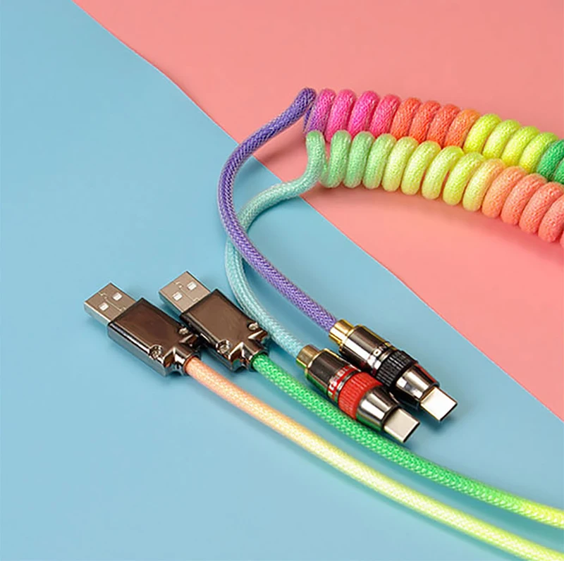DIY пользовательские спиральные спирали механическая клавиатура Паракорд кабель