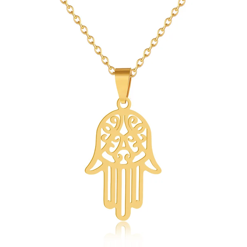 

Creative Palm Trendy Hip Hop Necklace Gold Stainless Steel Exquisite Men&Women Punk Chain Gift Fashion Jewelry