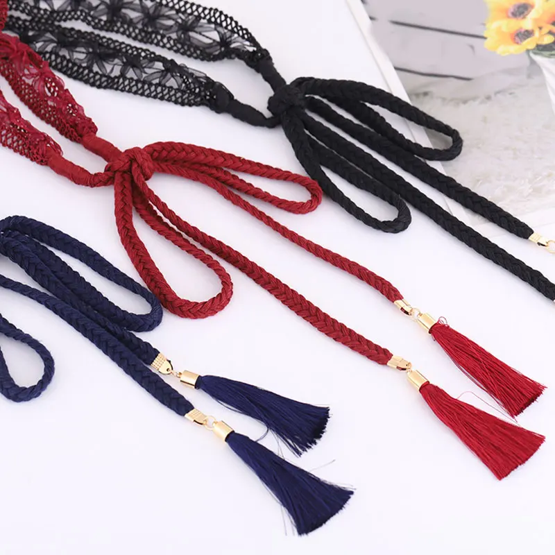 Элегантный плетеный ремень узкий пояс Кружевной Галстук-бабочка тонкий для