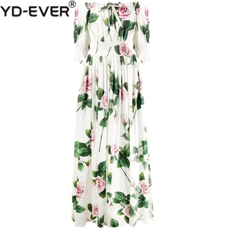 Летнее подиумное дизайнерское праздничное Хлопковое платье с открытыми плечами