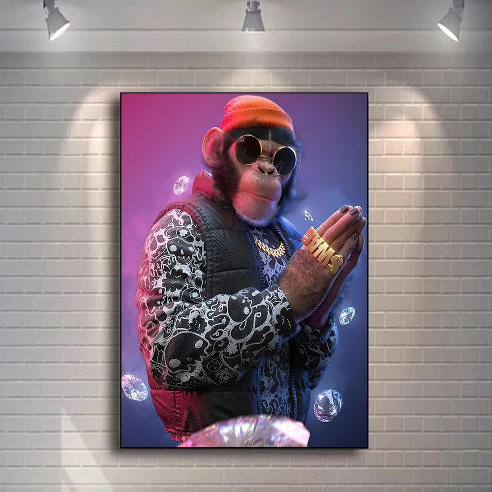 

New 3 Wise Monkeys Swag Money Modern Street Graffiti Art Posters and Prints HD Print Large Canvas Painting Wall Art Decoration