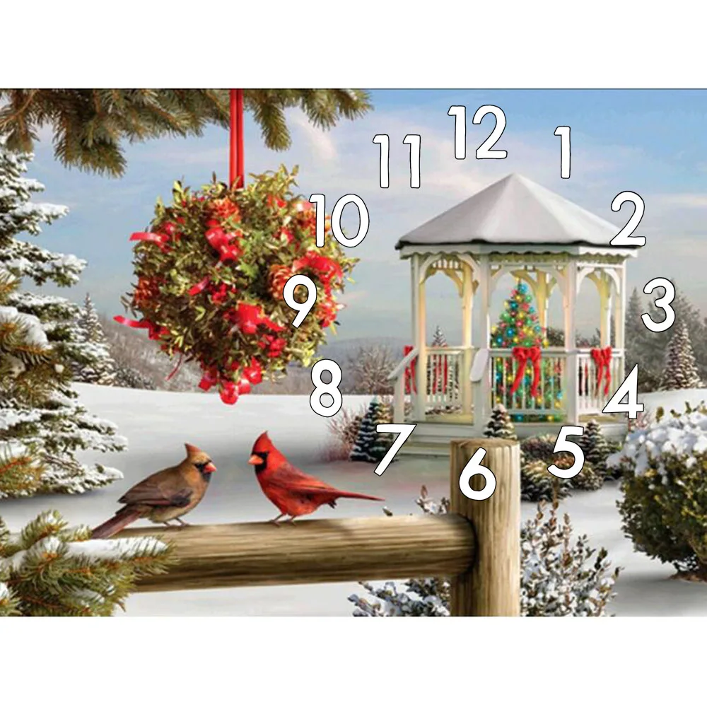 

Dpsprue 5D Diamond Painting Kit With Clock Cross stitch Full Square Round Diamond Embroidery Mosaic Snow Bird Gift