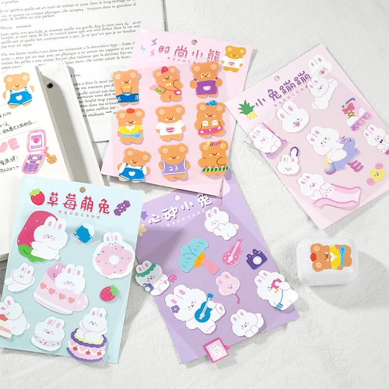 

1pc Cute Animals Stickers Bear Rabbit Decoration Scrapbooking Korean DIY Diary Album Stick Label Kawaii Stationary School Supply
