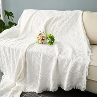 white plaid cotton knitted blanket double sided travel nightgown nordic sofa bed living room blanket decoration