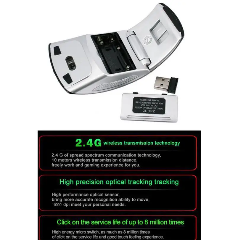 

2.4g Wireless Mouse Portable Foldable Notebook Computer Accessory