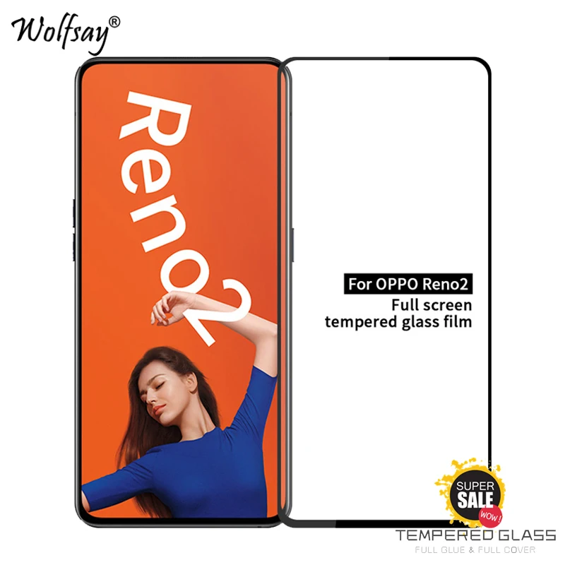 Protector de pantalla de vidrio templado para m&oacute;vil OPPO, pel&iacute;cula protectora de vidrio para tel&eacute;fono OPPO Reno2, 2 uds.-0