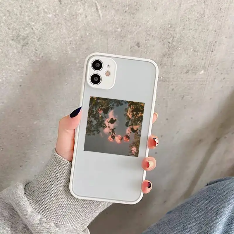 

flower Phone Case For iPhone 12 11 Mini Pro XR XS Max 7 8 Plus X Matte transparent White Cover