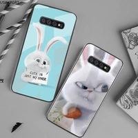 usakpgrt rabbit cute cartoon animal bling cute phone case tempered glass for samsung s20 plus s7 s8 s9 s10 plus note 8 9 10 plus