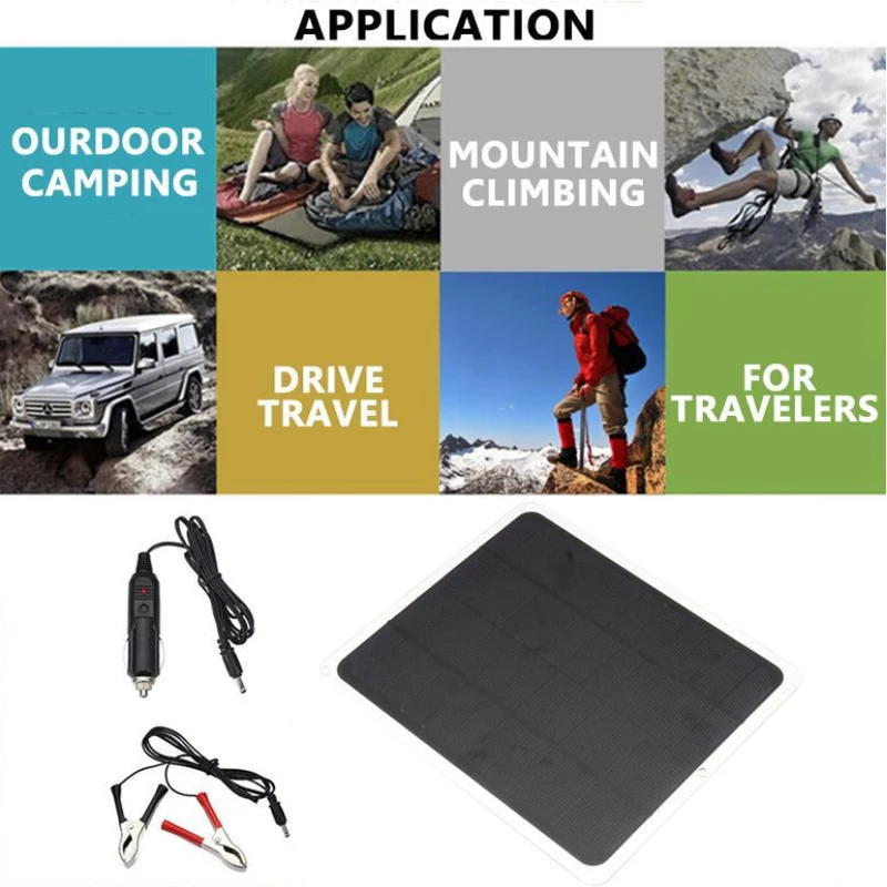 20w 12v solar panel kit cable 5v usb cigarette lighter alligator clip charge for phone car battery and other electronic devices free global shipping