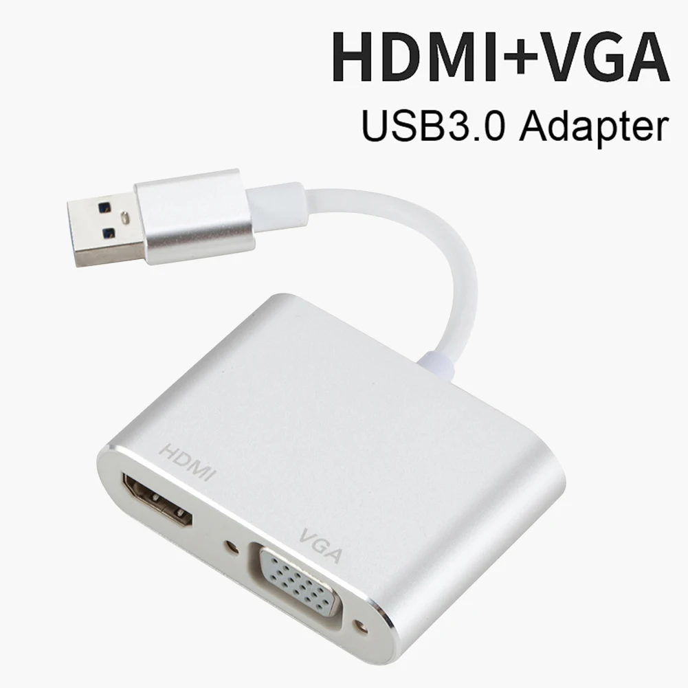 Мониторы мульти-Дисплей HDMI VGA компактный школьный конвертер 2 в 1 USB3.0 адаптер