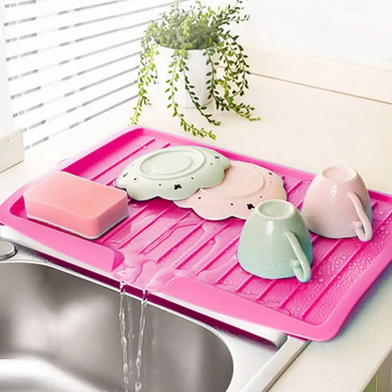 

1PC Multifunctional Kitchen Dish Drying Rack Plastic Dish Drainer Tray Large Sink Drying Rack Worktop Storage Drip Tray Tea Tray