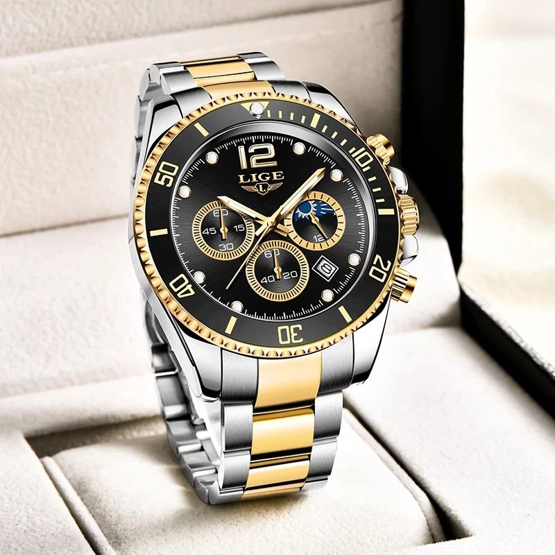 

New LIGE Relogio Masculino Men Watches Luxury Famous Top Brand Mens Fashion Casual Dress Watch Military Quartz Wristwatches Saat