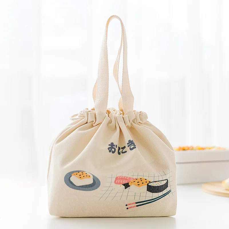 

New Arrival Fashion Large-capacity Japanese-style Lunch Bag Portable Canvas Lunch Box Bag Thick Portable Lunch Storage Bag