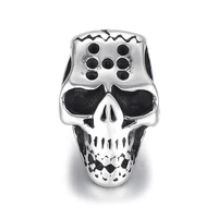stainless steel skull bead polished 6mm large hole beads metal charm accessories for diy bracelet jewelry making