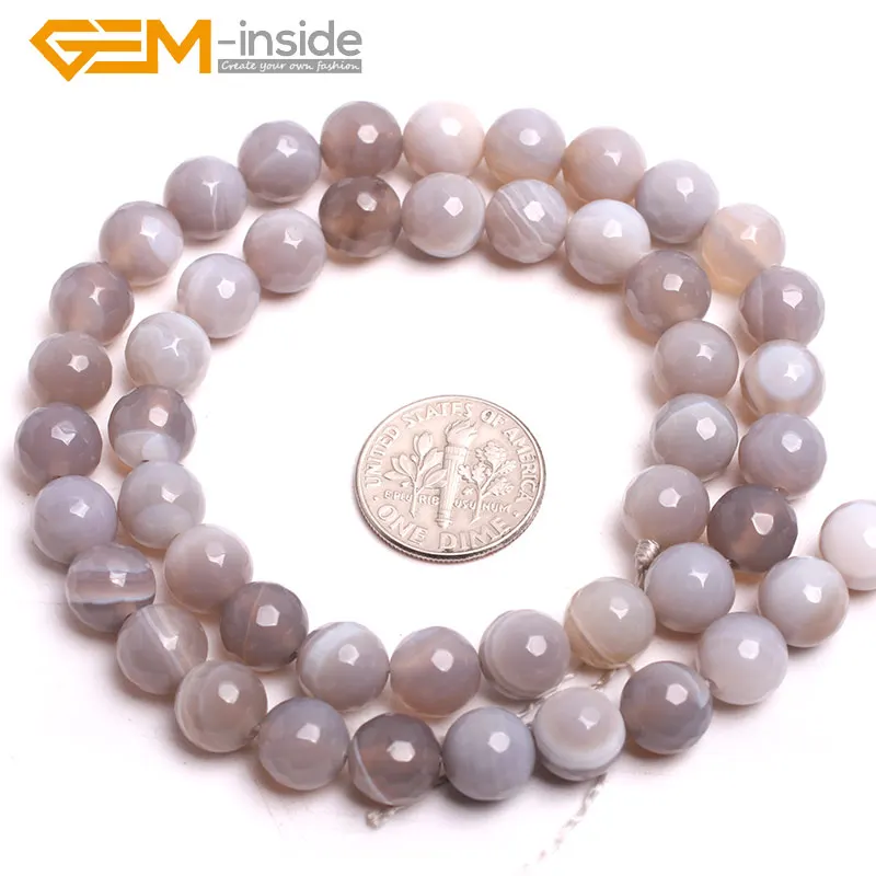 Натуральный Граненый Серый Агаты бусины для изготовления ювелирных изделий Strand