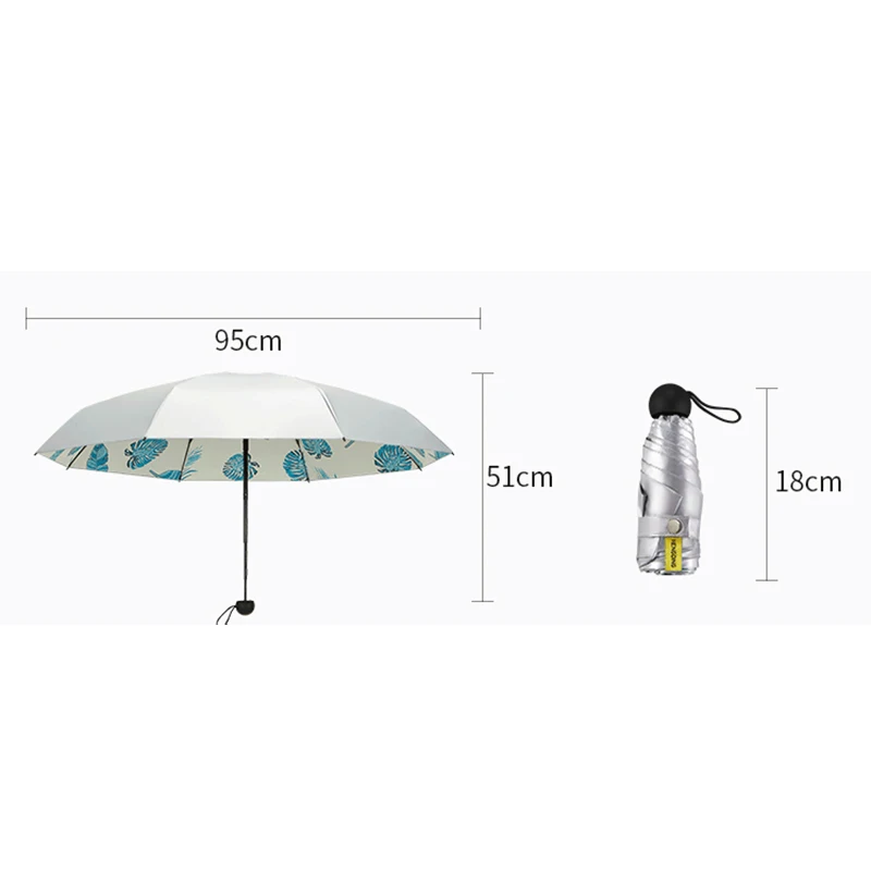 

YADA 2020 New Leaf Pattern High Quality Mini Pocket Umbrellas Parasol INS Folding Umbrellas Rain For Women UV Umbrella YS200161