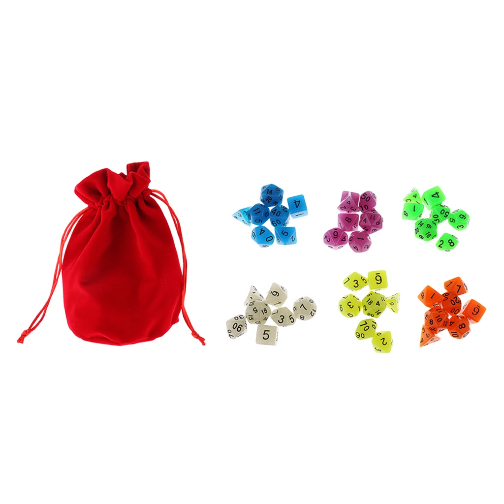 

42 pieces Polyhedral Dice 16mm Glow in the dark for D&D Casino Table Games Durable